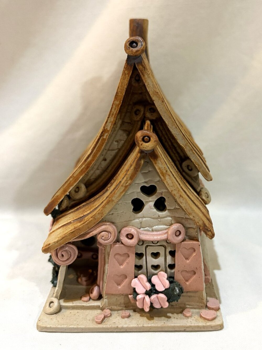 VTG 2003 Windy Meadows Pottery Valentine Cottage Country House Signed